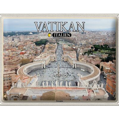 Cartel de chapa de viaje Vaticano Italia Arquitectura de la Plaza de San Pedro 40x30cm