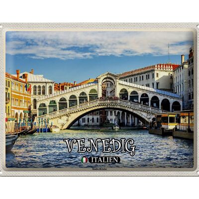 Signe en étain voyage Venise Italie Pont du Rialto 40x30cm