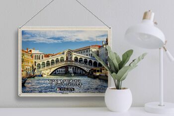 Signe en étain voyage Venise Italie Pont du Rialto 40x30cm 3