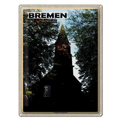 Blechschild Städte Bremen Grambiker Dorfkirche 30x40cm