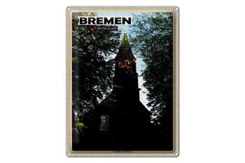 Plaque en tôle Villes de Brême Église du village Grambiker 30x40cm 1