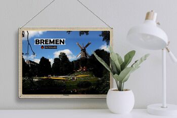 Plaque en tôle Villes Brême Allemagne Überseestadt 40x30cm 3