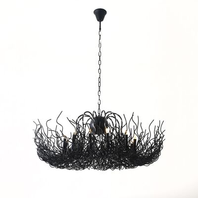 s.LUCE Chaos XXL chandelier Ø 120cm handmade - black