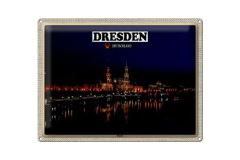 Plaque en tôle villes Dresde Allemagne rives de l'Elbe 40x30cm 1