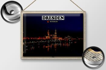Plaque en tôle villes Dresde Allemagne rives de l'Elbe 40x30cm 2