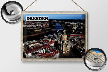 Panneau en étain villes Dresde Allemagne Neustadt 40x30cm 2