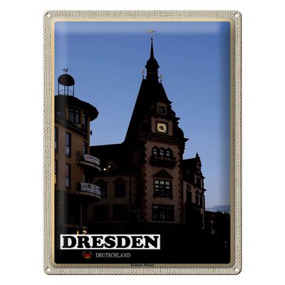Cartel de chapa Ciudades Dresde Alemania Ayuntamiento Plauen 30x40cm