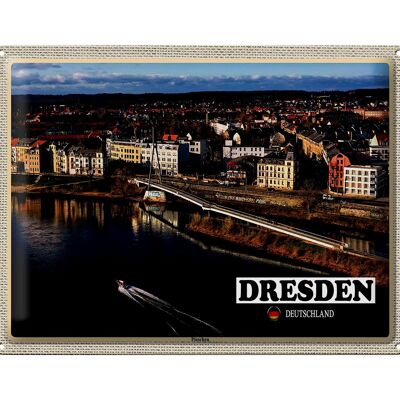 Targa in metallo città Dresda Germania Pieschen 40x30 cm