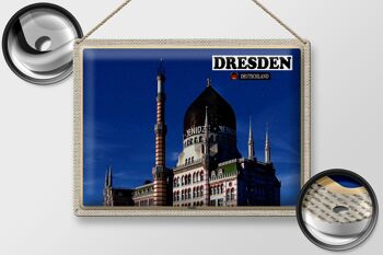 Panneau en étain villes Dresde Allemagne Yenizde 40x30cm 2