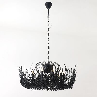 s.LUCE Chaos XL chandelier Ø 80cm handmade - black