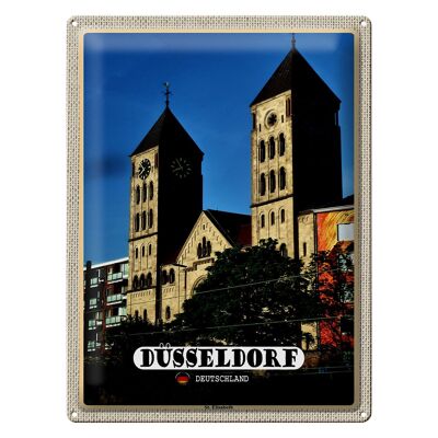 Cartel de chapa ciudades Düsseldorf St. Isabel Arquitectura 30x40cm