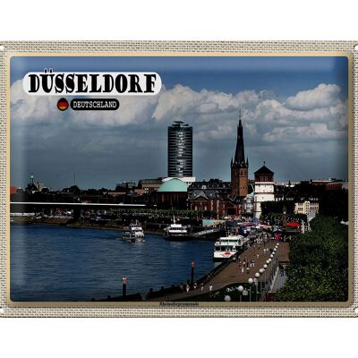 Cartel de chapa ciudades Düsseldorf Paseo del Rin 40x30cm