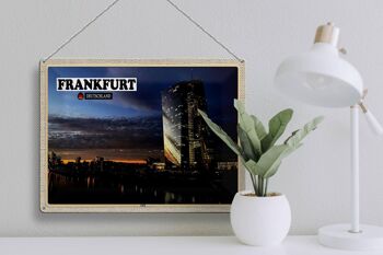 Panneau en étain villes Francfort Allemagne BCE nouveau bâtiment 40x30cm 3