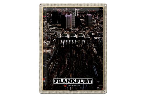 Blechschild Städte Frankfurt Blick auf Hauptbahnhof 30x40cm