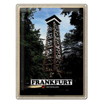 Cartel de chapa ciudades Frankfurt Alemania Torre Goethe 30x40cm