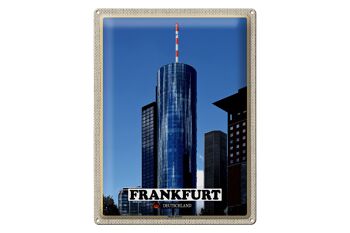 Plaque en tôle villes Francfort Main Tower vue 30x40cm 1