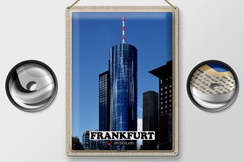Plaque en tôle villes Francfort Main Tower vue 30x40cm 2