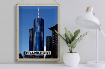 Plaque en tôle villes Francfort Main Tower vue 30x40cm 3