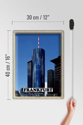 Plaque en tôle villes Francfort Main Tower vue 30x40cm 4