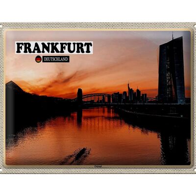 Cartel de chapa ciudades Frankfurt Ostende Rin nuevo edificio 40x30cm