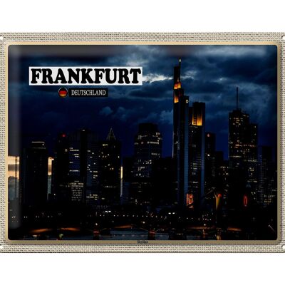 Cartel de chapa ciudades Rascacielos del horizonte de Frankfurt 40x30cm