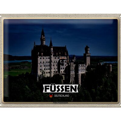 Targa in metallo città Füssen Castello di Neuschwanstein 40x30 cm