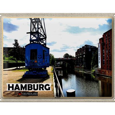 Targa in metallo Città Amburgo Barmbeck River 40x30 cm Regalo