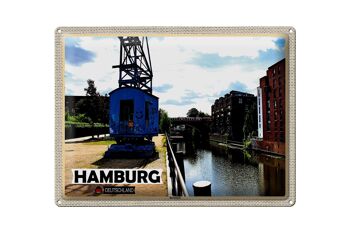 Panneau en étain villes hambourg Barmbeck rivière 40x30cm, cadeau 1