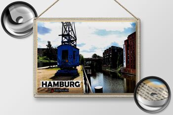 Panneau en étain villes hambourg Barmbeck rivière 40x30cm, cadeau 2