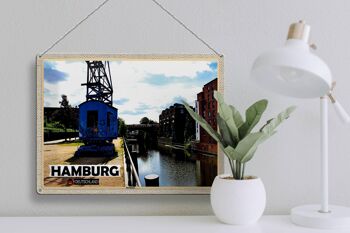 Panneau en étain villes hambourg Barmbeck rivière 40x30cm, cadeau 3