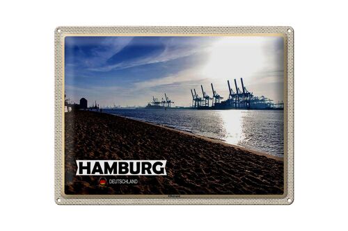 Blechschild Städte Hamburg Elbstrand Hafen Fluss 40x30cm