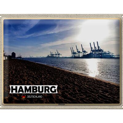 Cartel de chapa ciudades Hamburgo Elbstrand puerto río 40x30cm