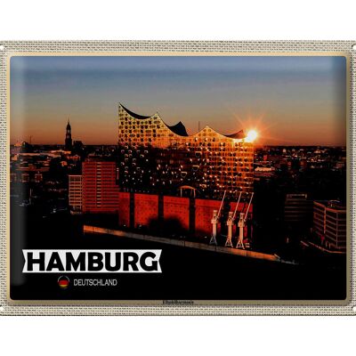Targa in metallo città Amburgo Elbphilharmonie architettura 40x30cm