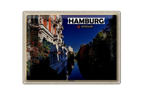 Blechschild Städte Hamburg Eppendorf Ausblick Fluss 40x30cm