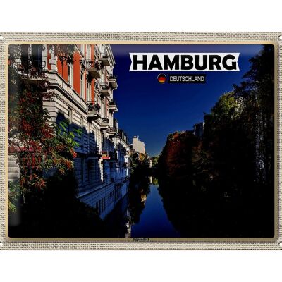 Cartel de chapa ciudades Hamburgo Eppendorf vista río 40x30cm