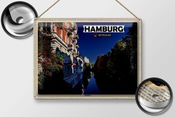 Plaque en tôle villes Hambourg Eppendorf vue rivière 40x30cm 2