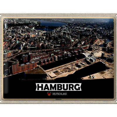 Tin sign cities Hamburg Hafencity view 40x30cm gift
