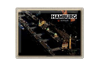 Plaque en tôle Villes Hambourg Vue de Landungsbrücken 40x30cm 1