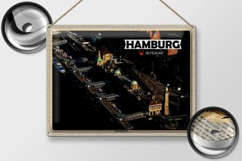 Plaque en tôle Villes Hambourg Vue de Landungsbrücken 40x30cm 2