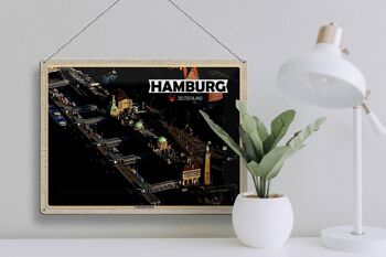 Plaque en tôle Villes Hambourg Vue de Landungsbrücken 40x30cm 3