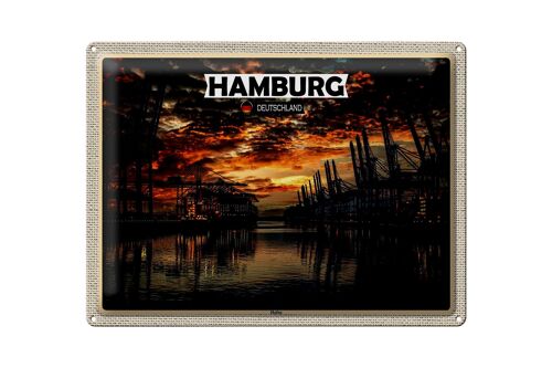 Blechschild Städte Hamburg Hafen Sonnenuntergang 40x30cm