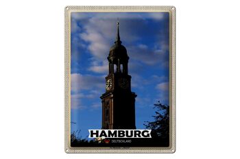 Panneau en étain villes Hambourg St. Michaelis Michael 30x40cm 1