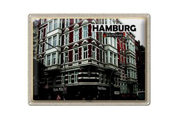 Panneau en étain villes Hambourg St. Georg vieille ville 40x30cm 1