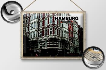 Panneau en étain villes Hambourg St. Georg vieille ville 40x30cm 2