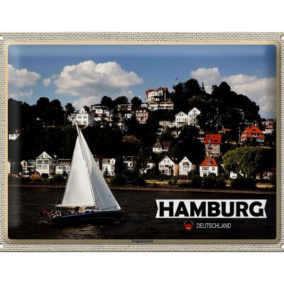 Metal sign cities Hamburg Treppenviertel boat 40x30cm