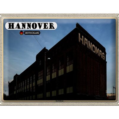 Cartel de chapa ciudades de Hannover Hanomag ingeniería mecánica 40x30cm