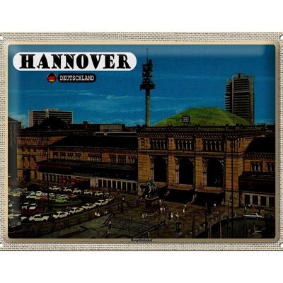 Cartel de chapa ciudades Hannover estación principal pintura 40x30cm