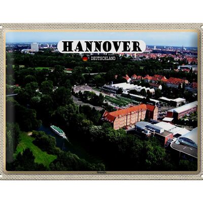 Cartel de chapa ciudades de Hannover vista de Ihmeufer 40x30cm
