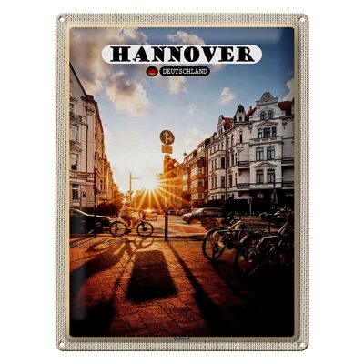 Cartel de chapa ciudades Hannover Oststadt amanecer 30x40cm