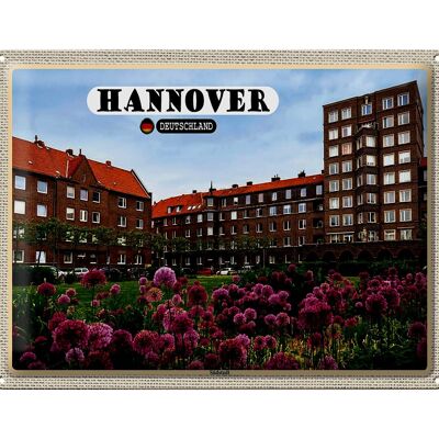 Cartel de chapa ciudades Hannover Südstadt edificios naturaleza 40x30cm